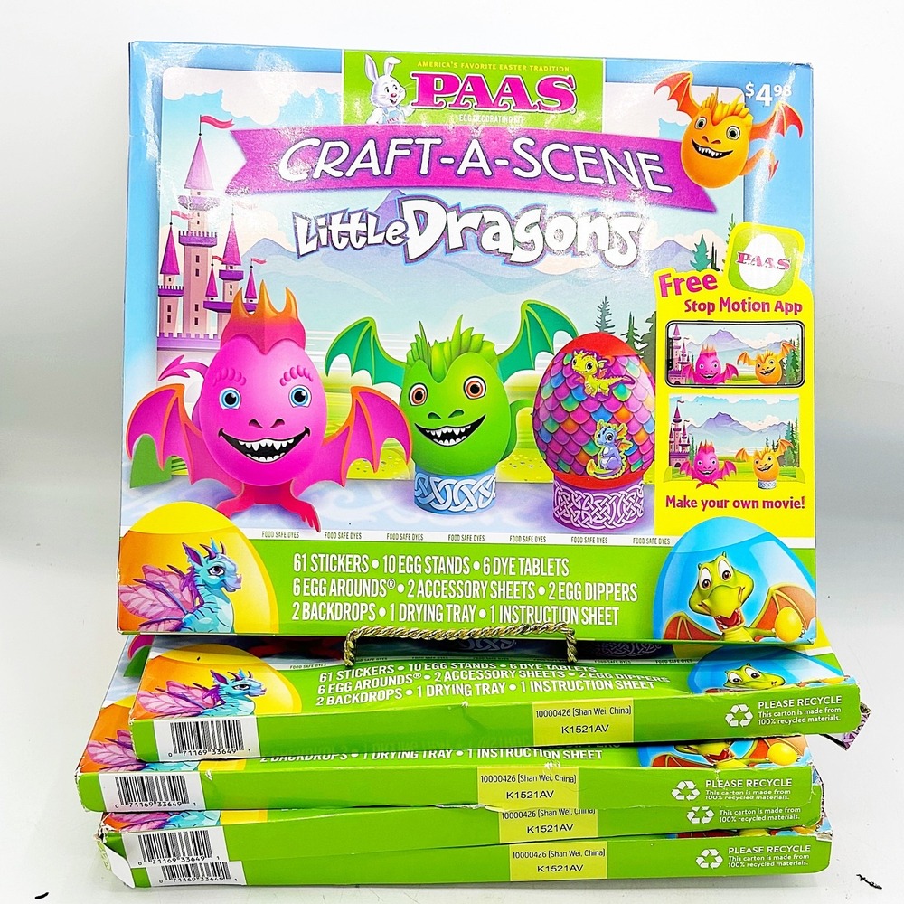Lot of 5 Paas Little Dragons Egg Coloring Kits